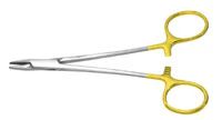 Miltex Baumgartner Needle Holder, Tungsten Carbide, Serrated Jaws, 5-1/2"