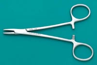 Brown Needle Holder, Fine Serration, 5-1/4" Stainless Steel