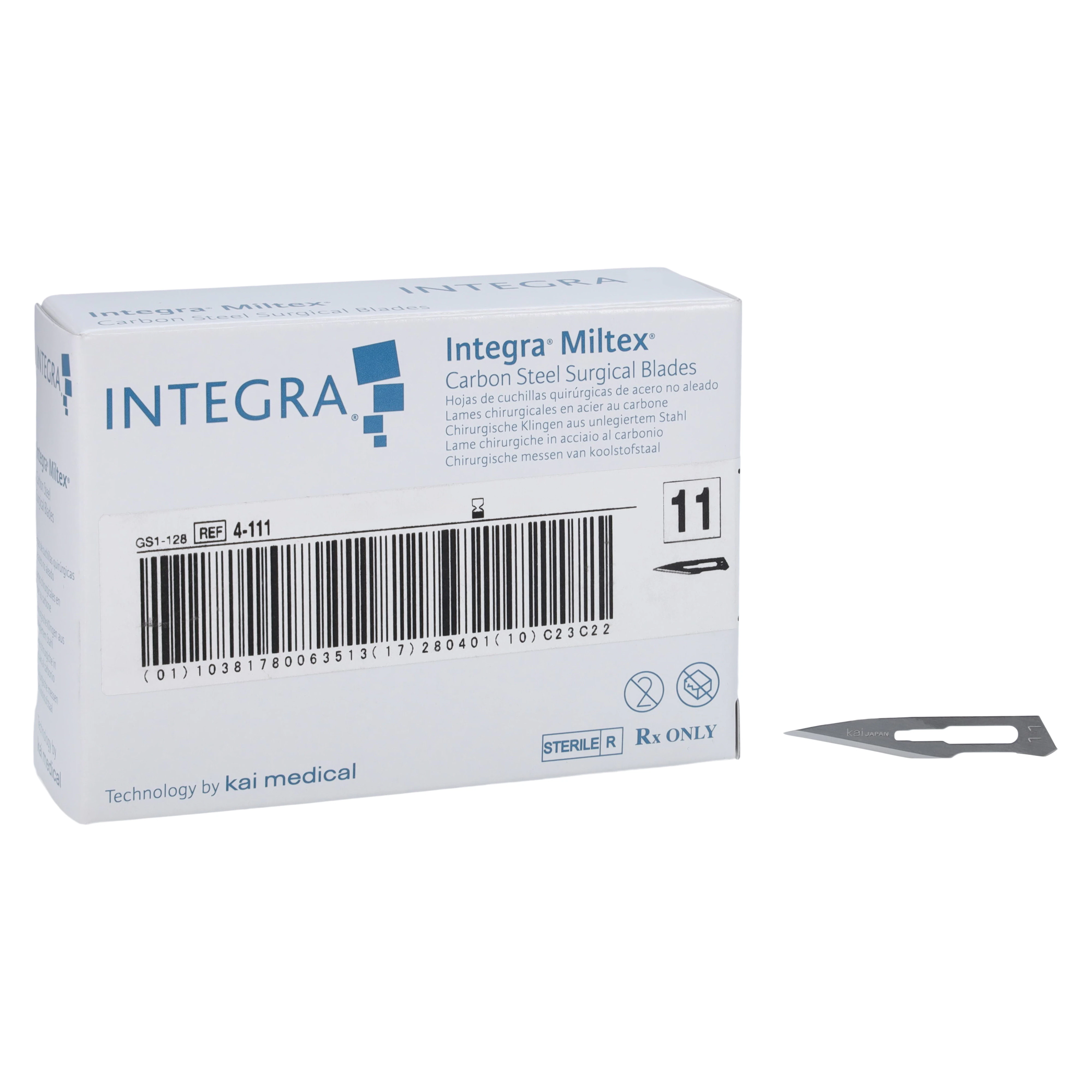 Miltex by Integra Carbon Steel Sterile Surgical Blade #11, 100/Box, 4-111