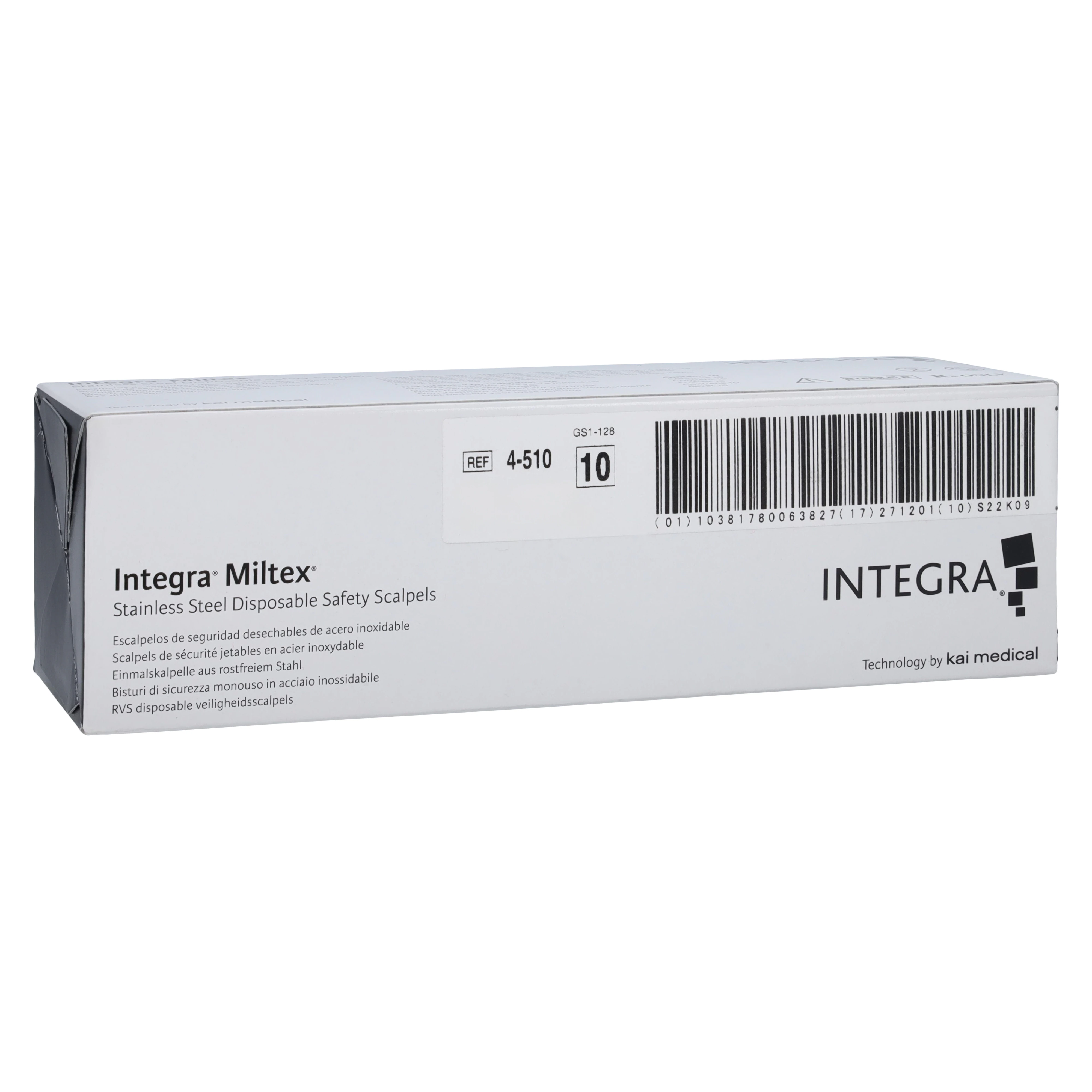 Miltex-Integra #10 Disposable Safety Scalpel, Sterile, Retractable Stainless Steel Blade, Box of 10
