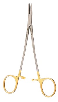 Crile-Wood Needle Holder, 6", Serrated Jaws, Quick Release, Carb-N-Sert, Stainless Steel, Each