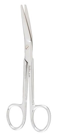 New's Suture Scissors, Angled on Flat, 5-1/2" (14 cm), Stainless Steel, Each