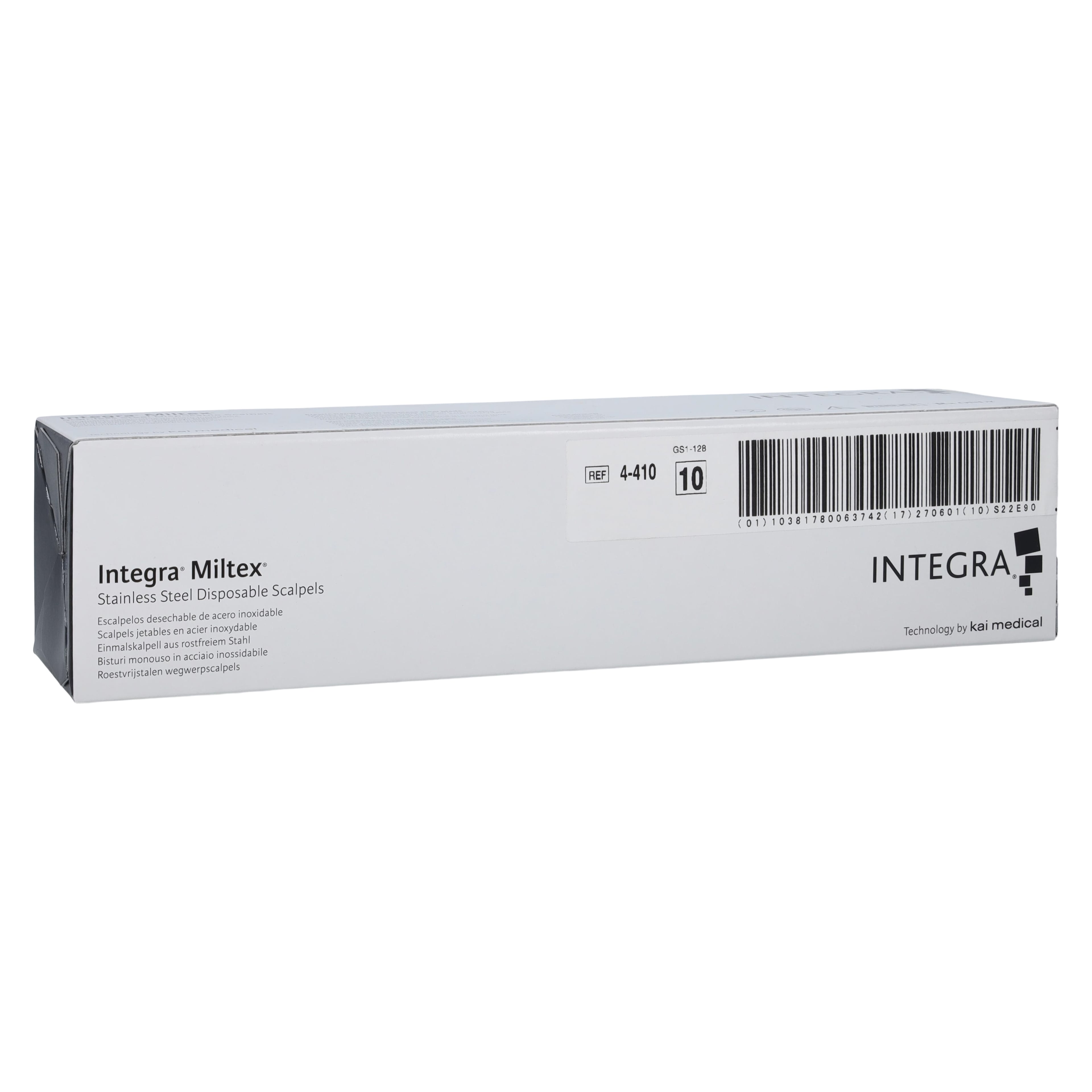 Integra Miltex Disposable Sterile Scalpel #10, Stainless Steel, Box of 10, 4-410