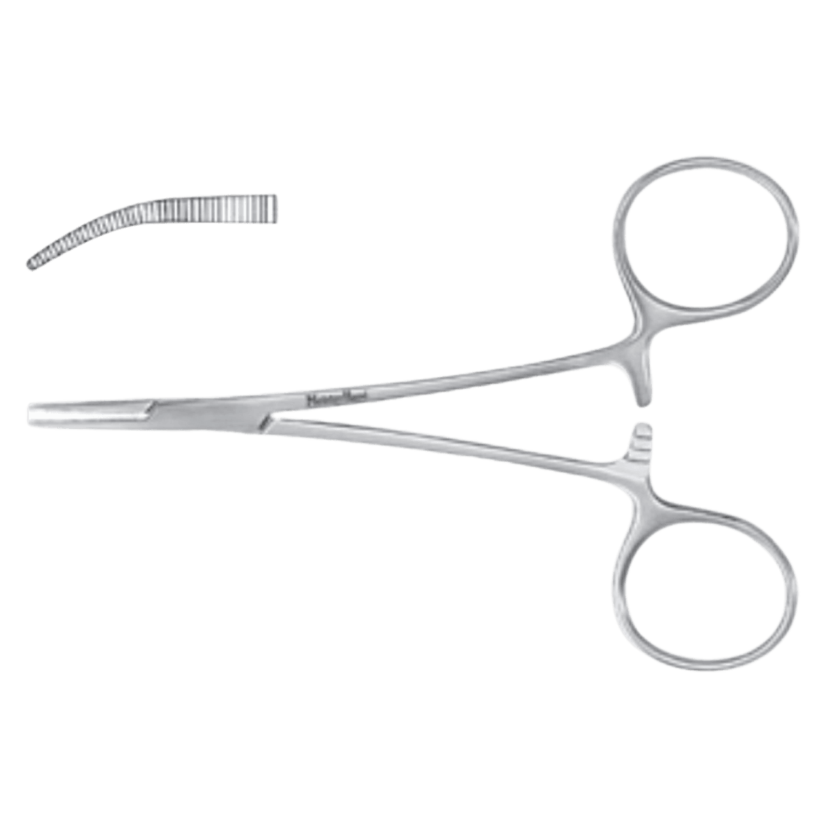Meister-Hand Jacobs Hemostatic Forceps, Curved, 5" (12.7 cm), Stainless Steel, Autoclavable, Each