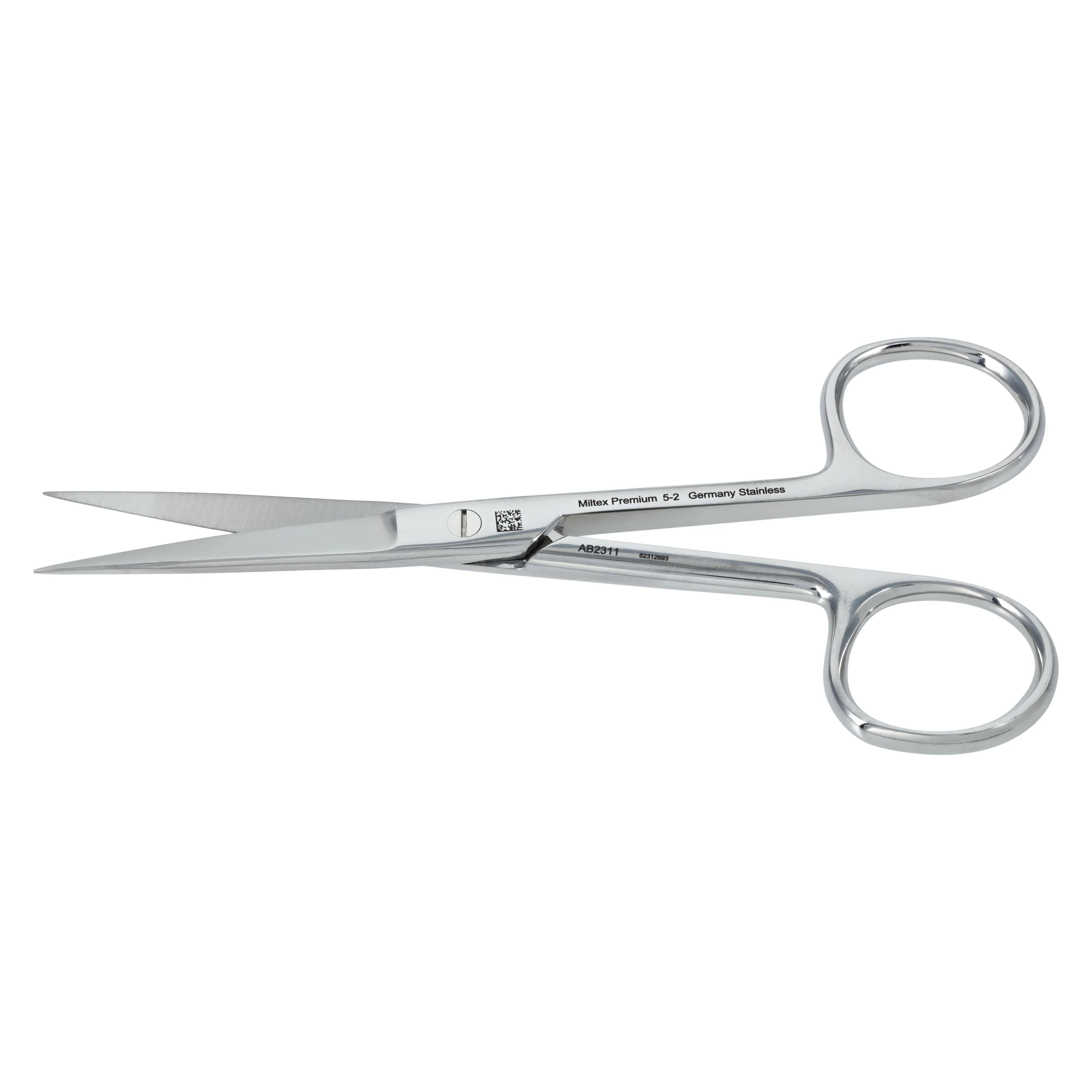 Miltex Surgical Scissors, 4-1/2" Straight, Sharp/Sharp, Stainless Steel, Each