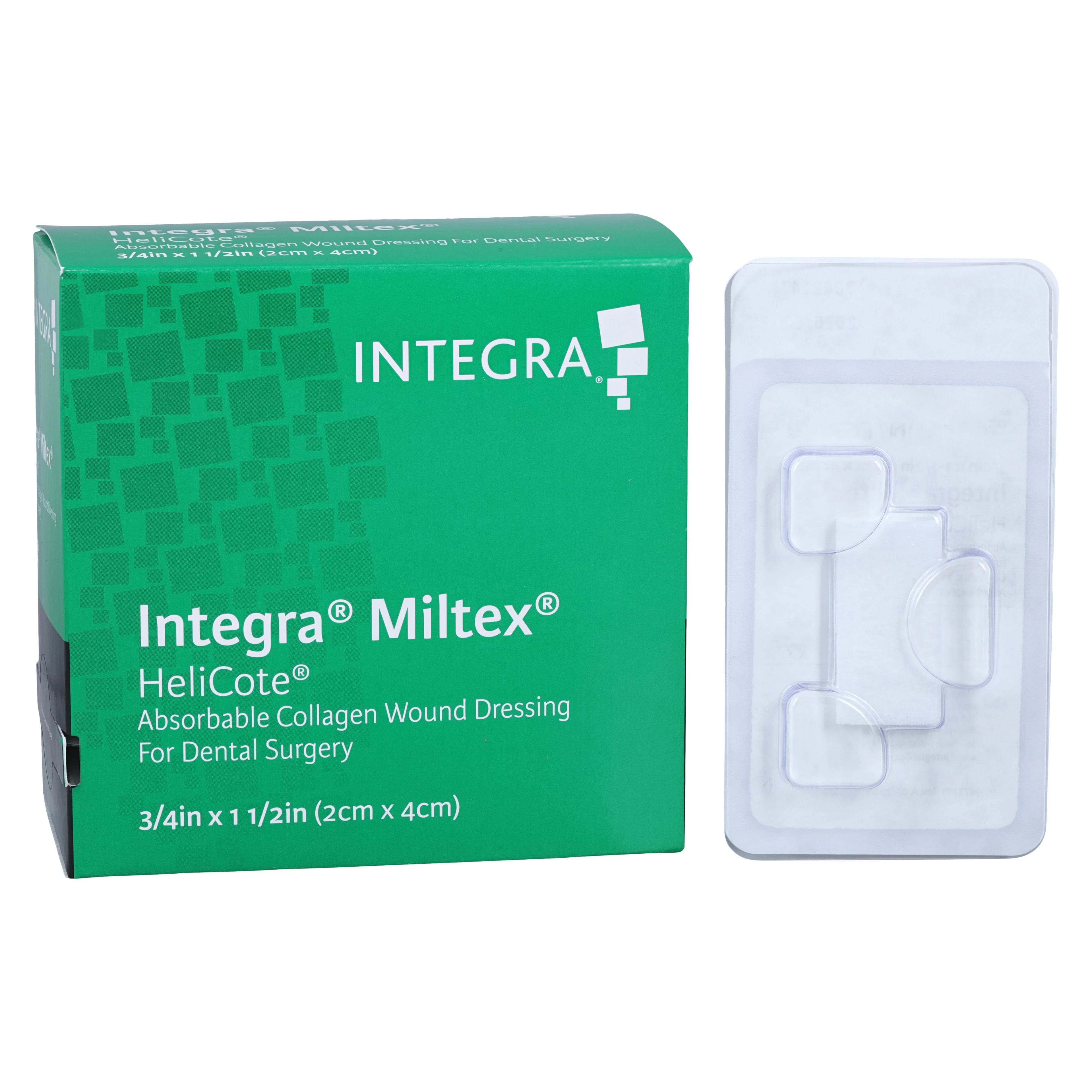 HeliCote Absorbable Collagen Wound Dressing, 3/4" x 1.5" (1.9 cm x 3.8 cm), Sterile, 10/Box, 62-201