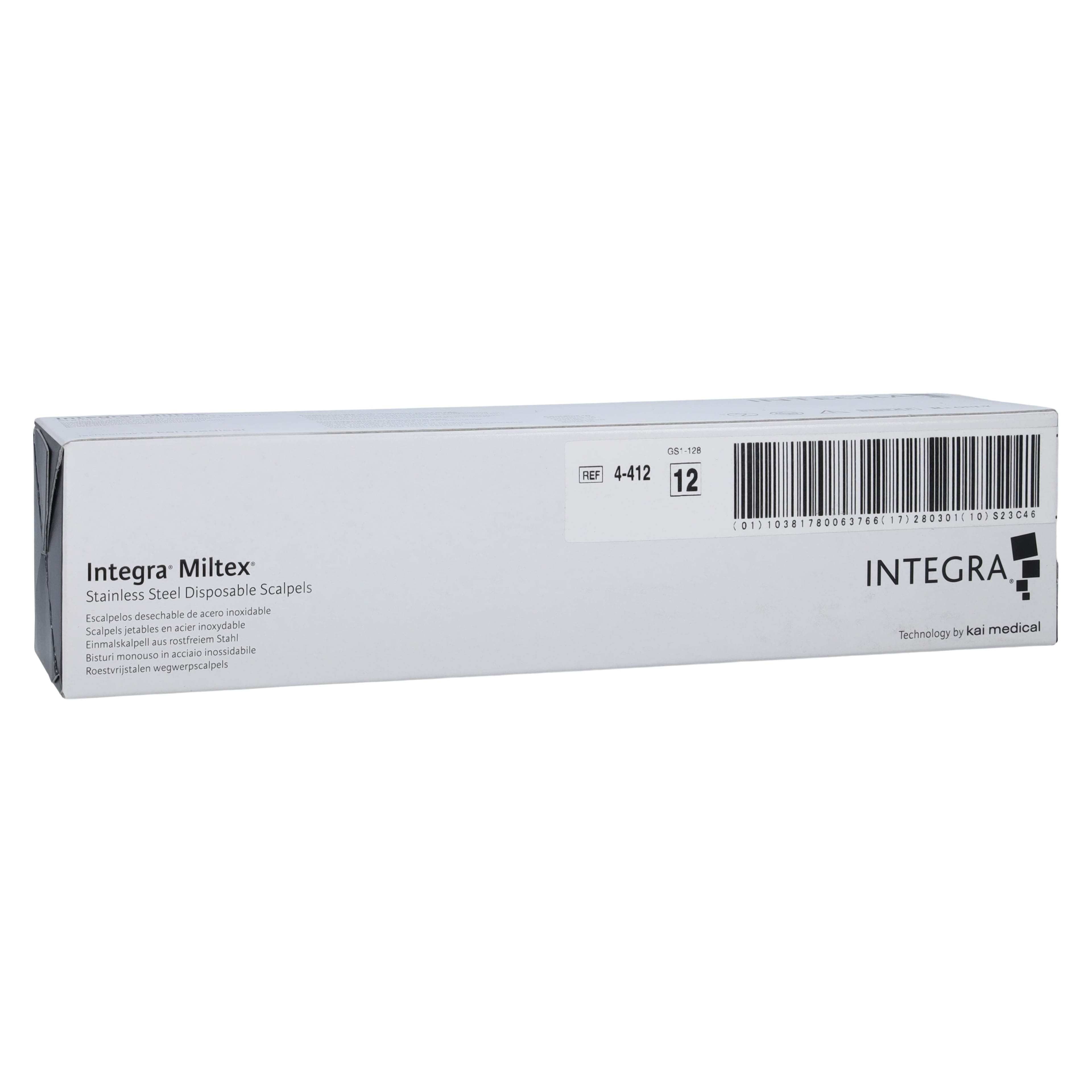 Miltex-Integra Sterile Disposable Scalpel #12, Stainless Steel, 10/Box, 4-412