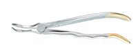 Miltex #845TC Extraction Forceps, Tungsten Carbide Serrated Beaks, Lower Root Tips and Molars, Delicate, 24kt Gold-Plated Handle Tips