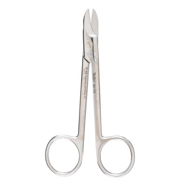 Miltex Wire Cutting Scissors, 4-3/8" Straight, One Serrated Blade, Stainless Steel