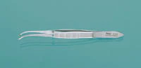 Iris Tissue Forcep, 1x2 Teeth, Half Curve, 4" Stainless Steel, Autoclavable, Each