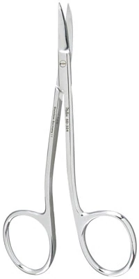 Miltex LaGrange Surgical Scissors, 4-1/4", Curved, One Serrated Blade, Angled Shanks, Stainless Steel