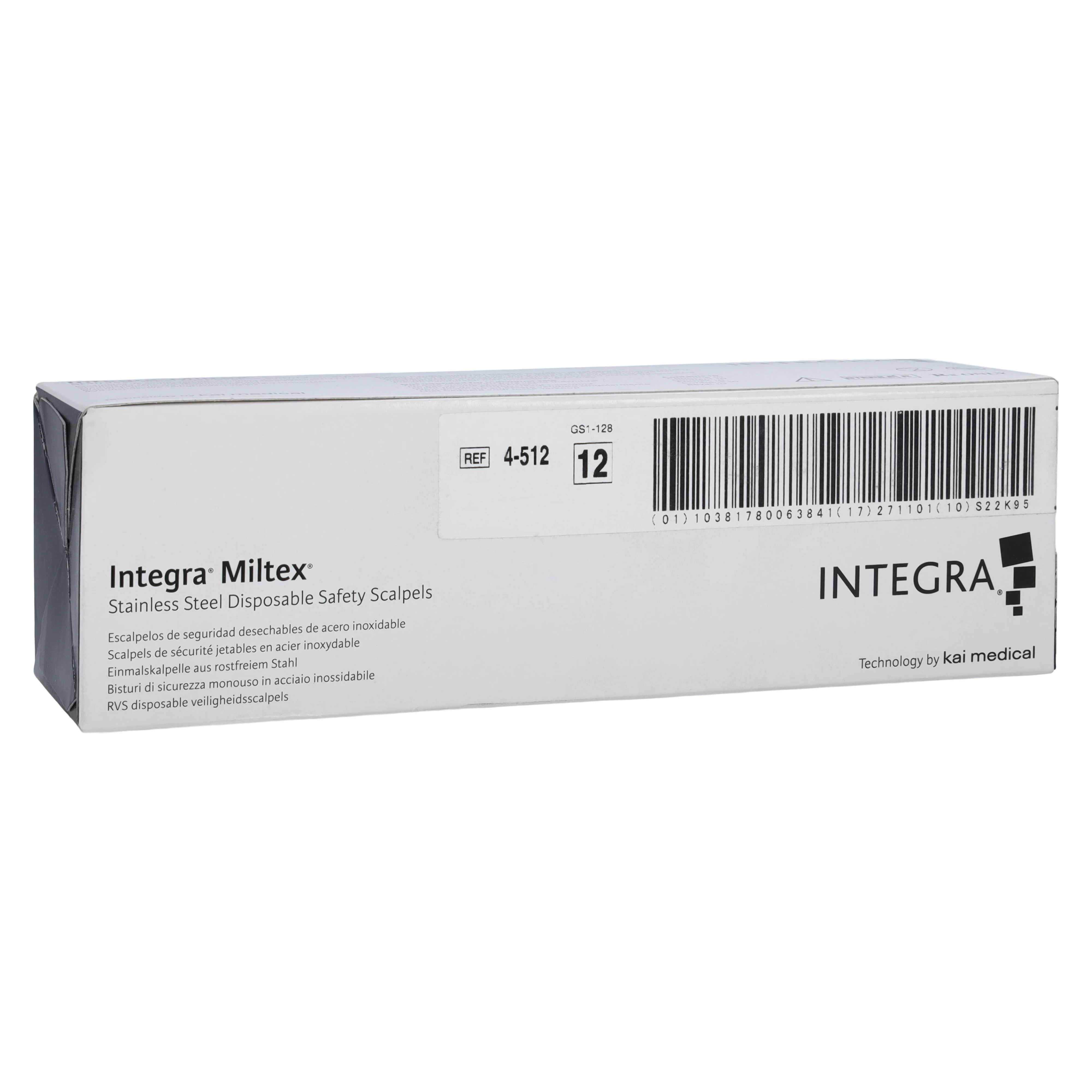 Miltex-Integra #12 Disposable Safety Scalpel, Sterile, Retractable Blade, 10/Box, 4-512