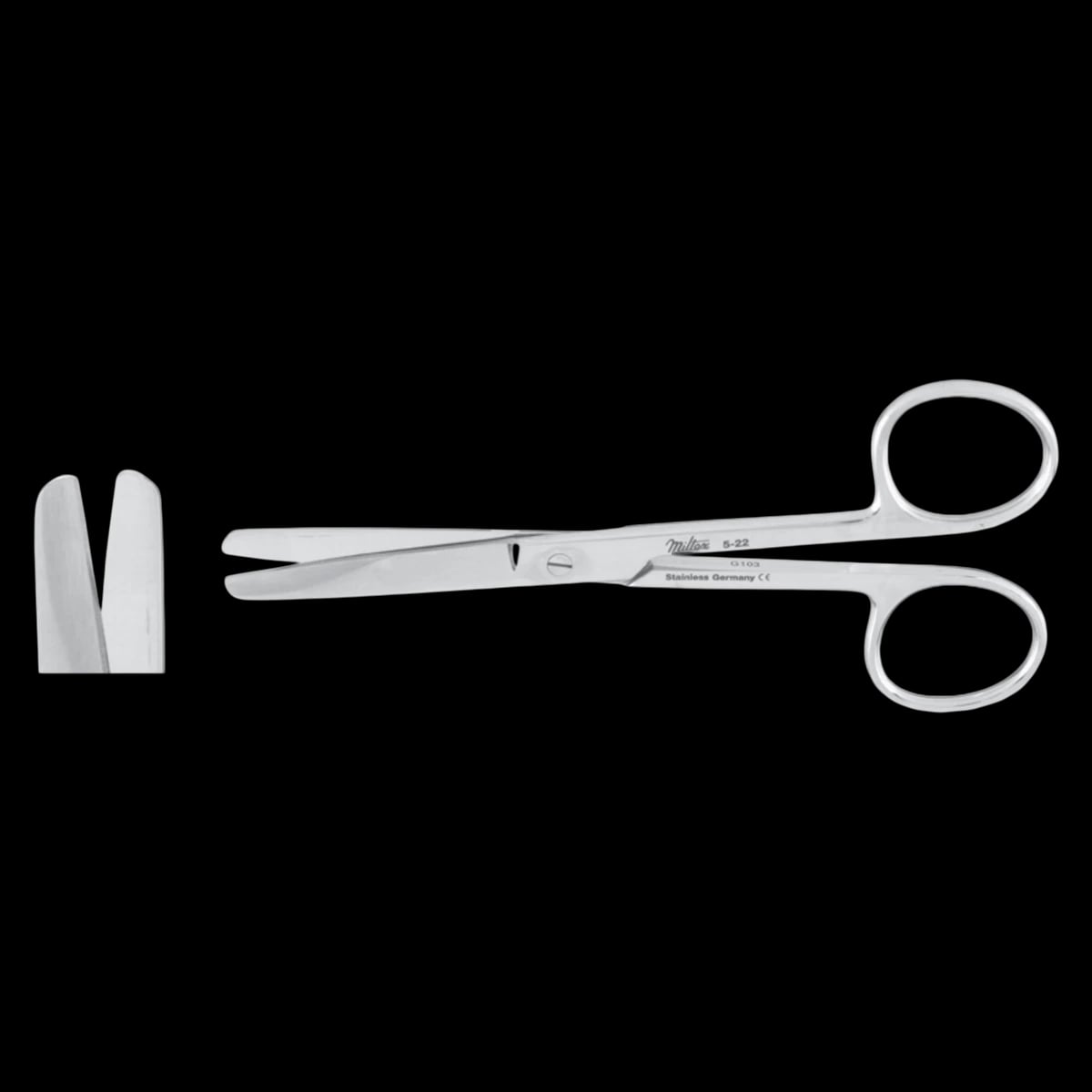 Miltex Operating Scissors, Straight, 6-1/2", Blunt/Blunt, Stainless Steel, Autoclavable