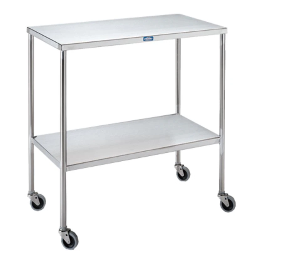 Pedigo Instrument Table, 20" x 36" with Shelf, 34" Height, 3" Casters
