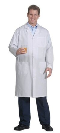 Fashion Seal Men's Extra Long White Lab Coat, 45 in, 65% Polyester / 35% Cotton, 3 Pockets, Reusable