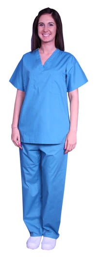 Fashion Seal Scrub Shirt, Teal, 4XL, Pullover with Left Breast Pocket, 55% Cotton/45% Polyester, Each