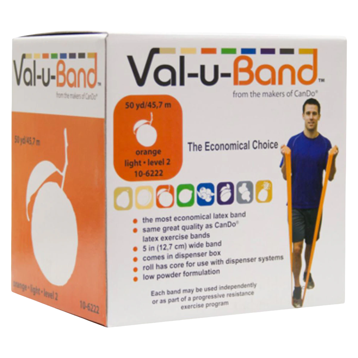 Val-u-Band Exercise Band, Orange, Level 2/7, 5" x 50 yd Roll
