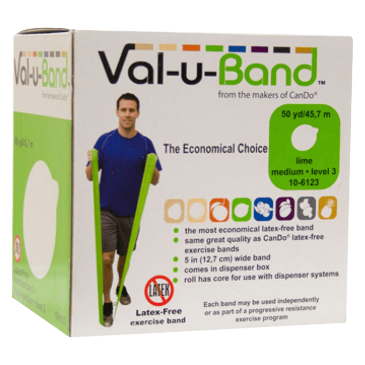 Val-u-Band Exercise Band, Lime, Level 3, 5" x 50 yd Roll