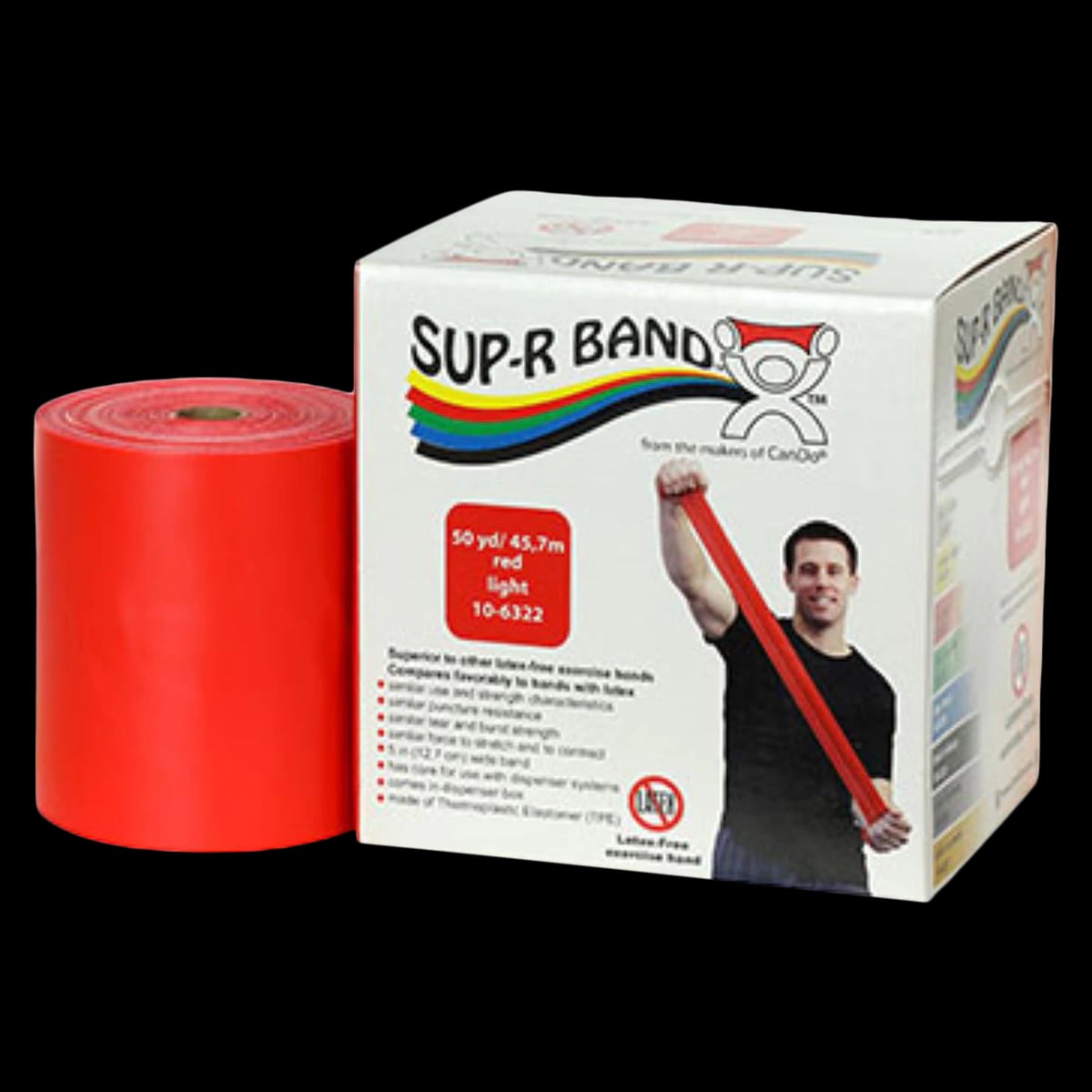 Fabrication Enterprises Sup-R Band Exercise Band, Red (Light Resistance), 5" x 50 yd Roll