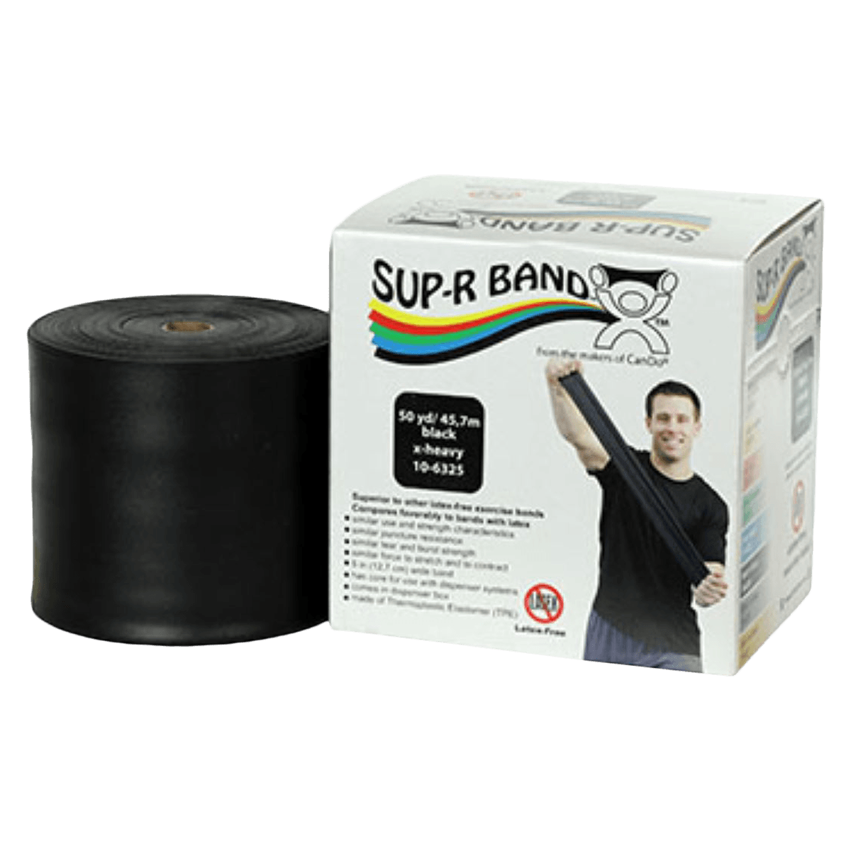 SupR Band LF Black Exercise Band, 50 Yards x 5 Inches, X-Heavy Resistance