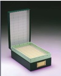 Cargille MicroSlide Microscope Slide Storage Box, Green, 480 Position, 4x12 Array, 9-1/2x6x3-1/4"
