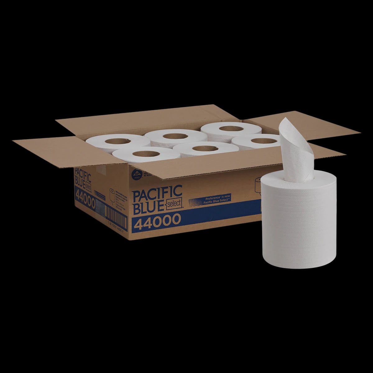 Georgia-Pacific Pacific Blue Select 2-Ply Center-Pull Perforated Paper Towel Rolls, White, 8.25 in x 12 in, 6 Rolls/Case