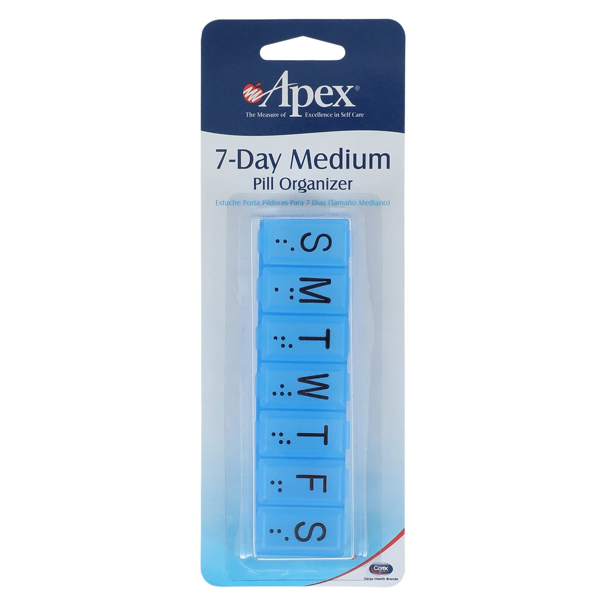 Carex-Apex Medical Monitor Pill Organizer, Medium, 7-Day, 4.5" x 1.25"