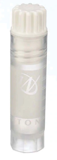 CryoELITE Cryogenic Vial, Virgin Polypropylene, 2mL, Internal Thread, Round Bottom, Free-Standing, Sterile, White Cap with Patch, 500/Case