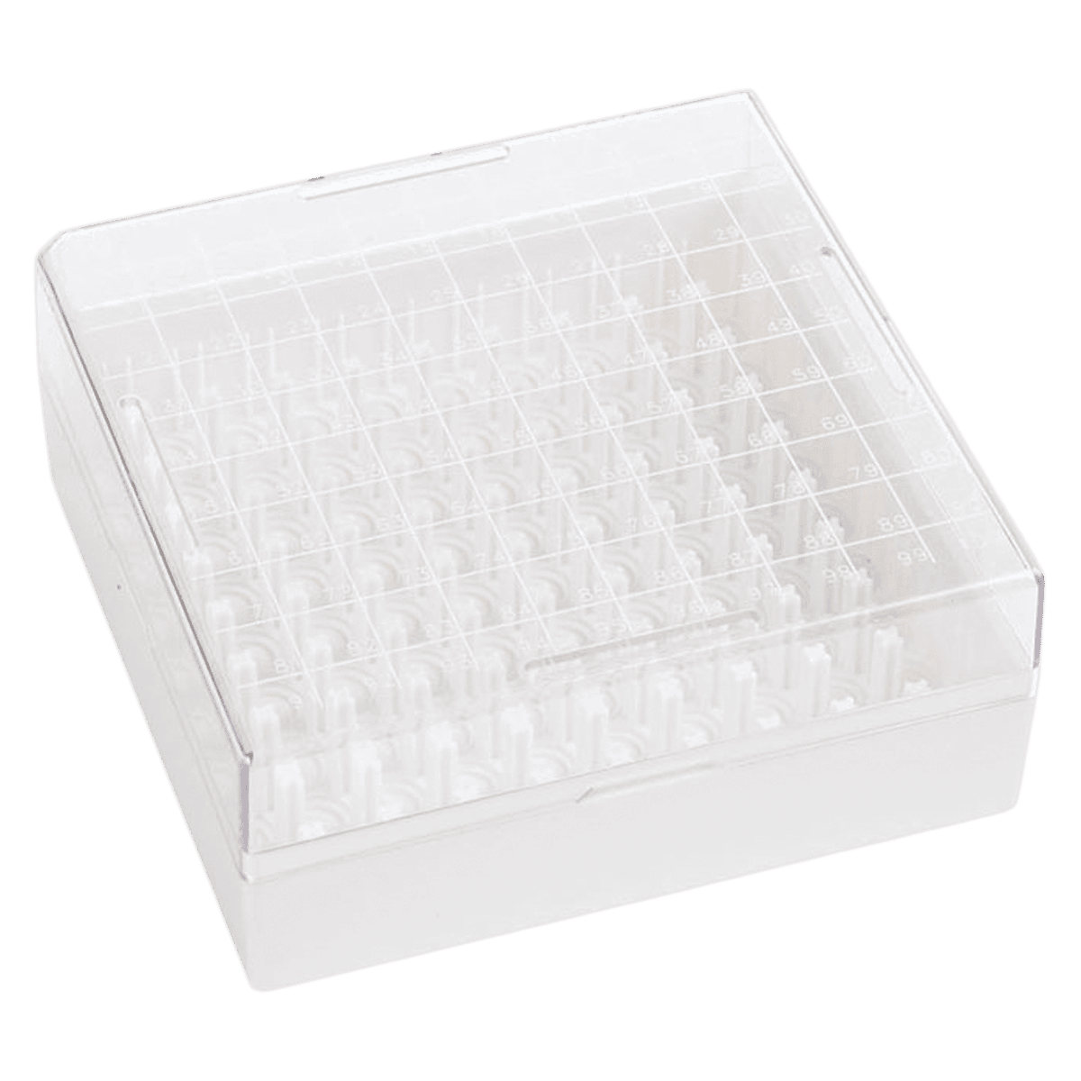 KeepIT Freezer Box, Resin, 100-Place, White, for Internal Thread Cryogenic Vials, 10/Package