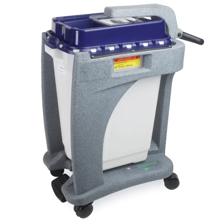 BD Recykleen Trolley-Foot Operated Sharps Cart, Gray, 35-1/2" x 17-7/10" x 24-3/10", Plastic, 1/Case