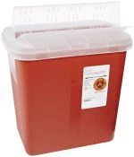 Cardinal Sharps Container, Horizontal Drop, 2 Gallon, Red, 7.25" x 10.5" x 12.75", Plastic, Countertop/Wall Mount, Non-Sterile, Disposable, Each