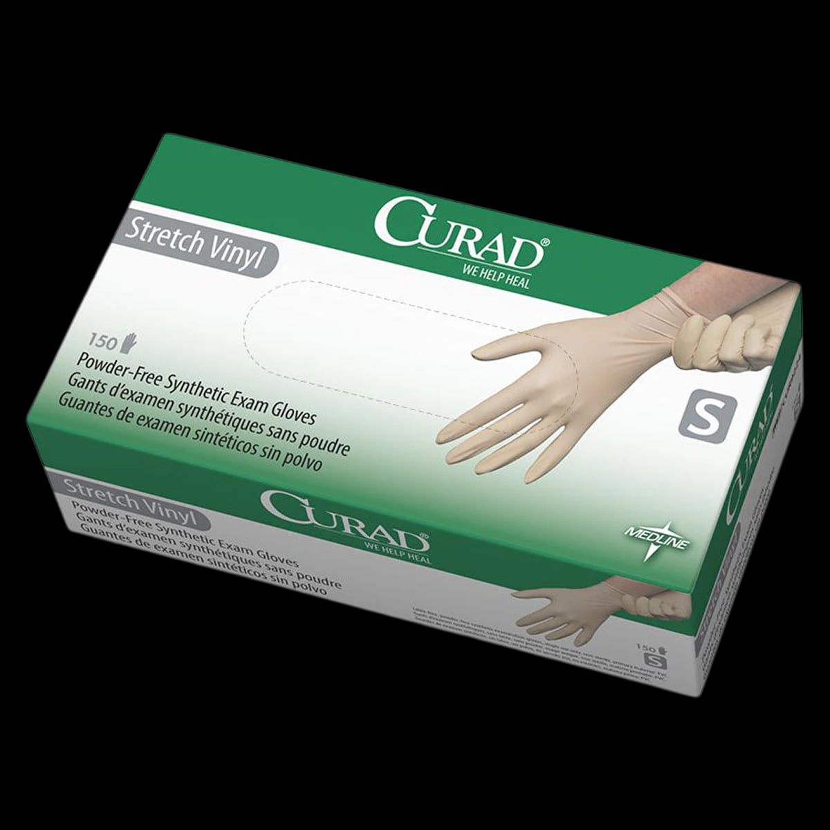 Curad Stretch Powder-Free Vinyl Exam Gloves, Non-Sterile, 150/Box, CUR9224
