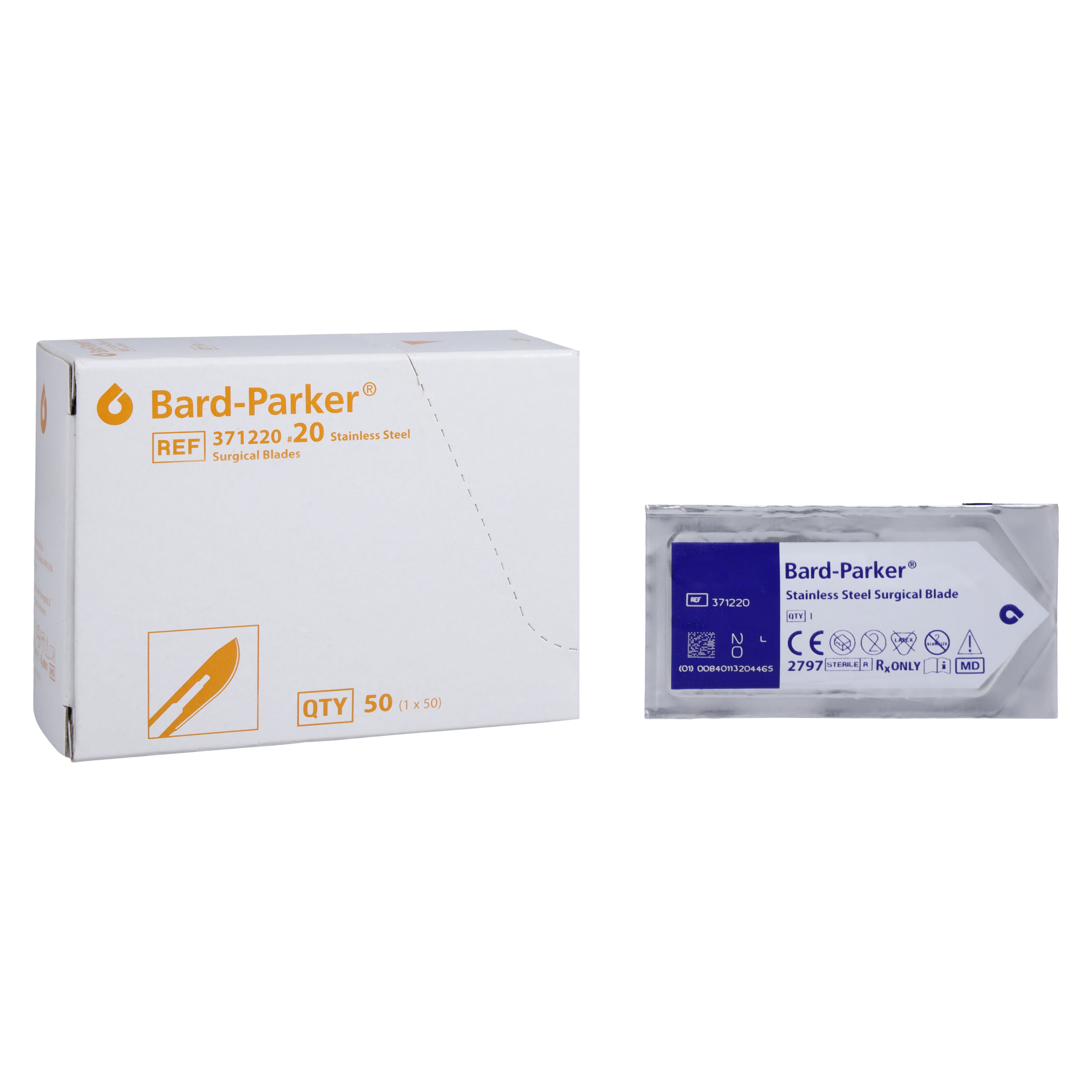 Bard-Parker Stainless Steel Sterile Surgical Blade #20, Individually Packaged, 1/Pkg