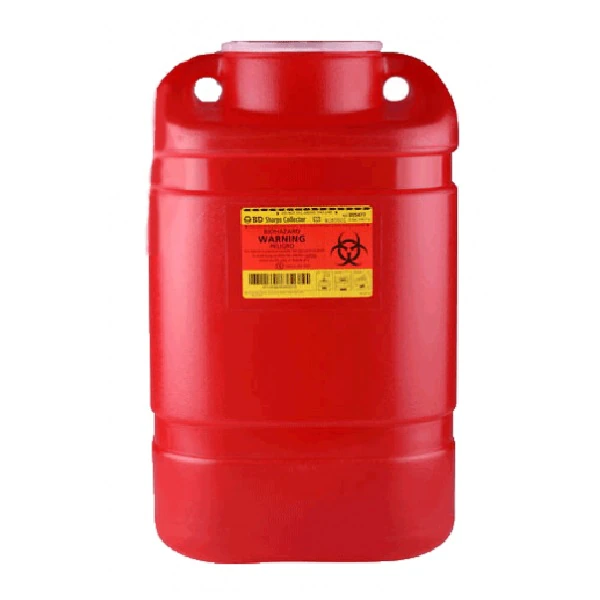 BD Multiuse One-Piece Sharps Collector, X-Large 5-Gallon, Large Funnel, Red, 305477