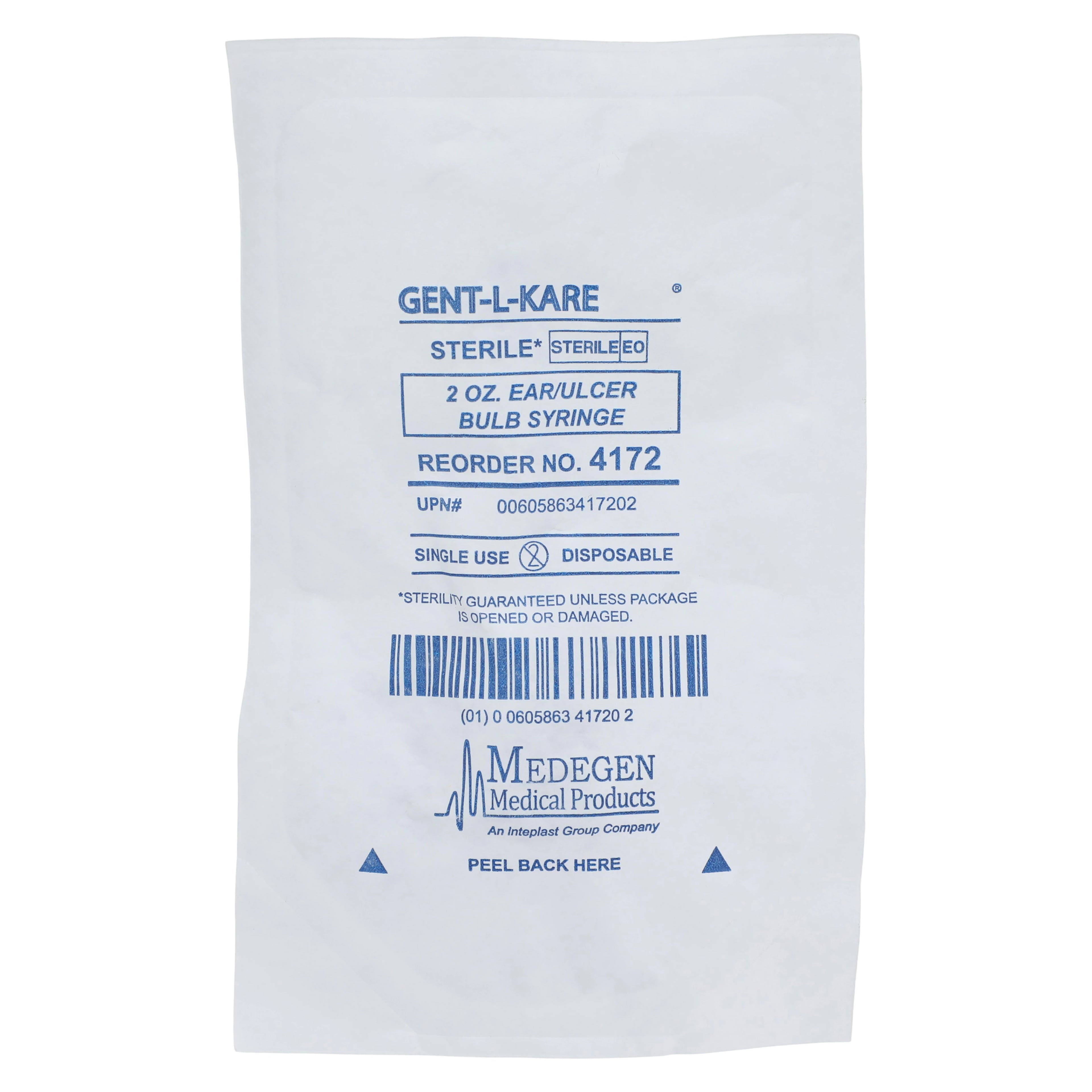Medegen IV Syringe Bulb, 2 oz, PVC, Sterile, Blue, Disposable, Individually Packaged, Tapered Tip