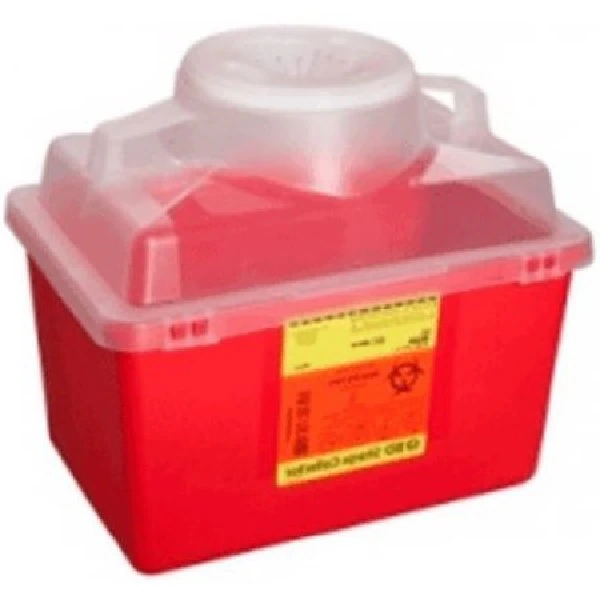 BD Multi-Use Nestable Sharps Collector, 14 Qt, Clear Top Funnel Cap, 20/Case, 305464
