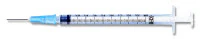 BD Tuberculin Syringe with Needle, 1 mL, 27G x 1/2", Slip Tip, Gray, 100/Box, 309623