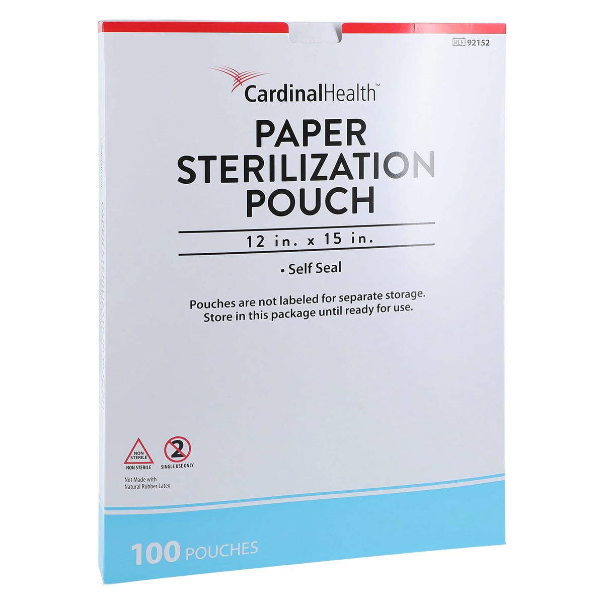 Cardinal Pouch Sterilization Self Seal, 12 in X 15 in, Blue/White, 100/Box