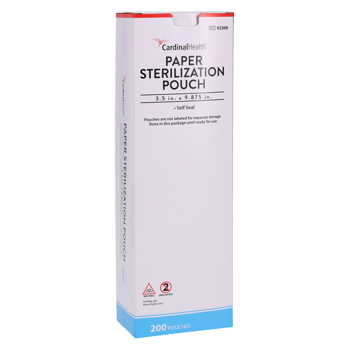 Cardinal Pouch Sterilization Self Seal, 3.5 in x 9.875 in, Blue/White, 200/Box