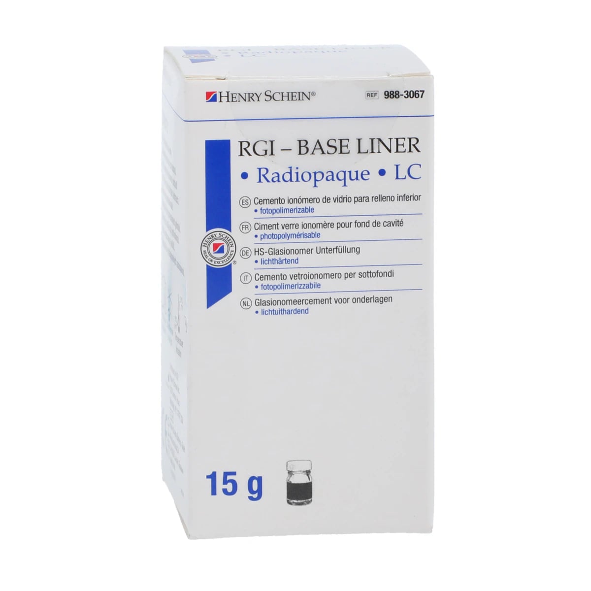 RGI Baseliner LC Powder Base/Liner, White, Light Cure, Self-Adhesive, Refill, Each