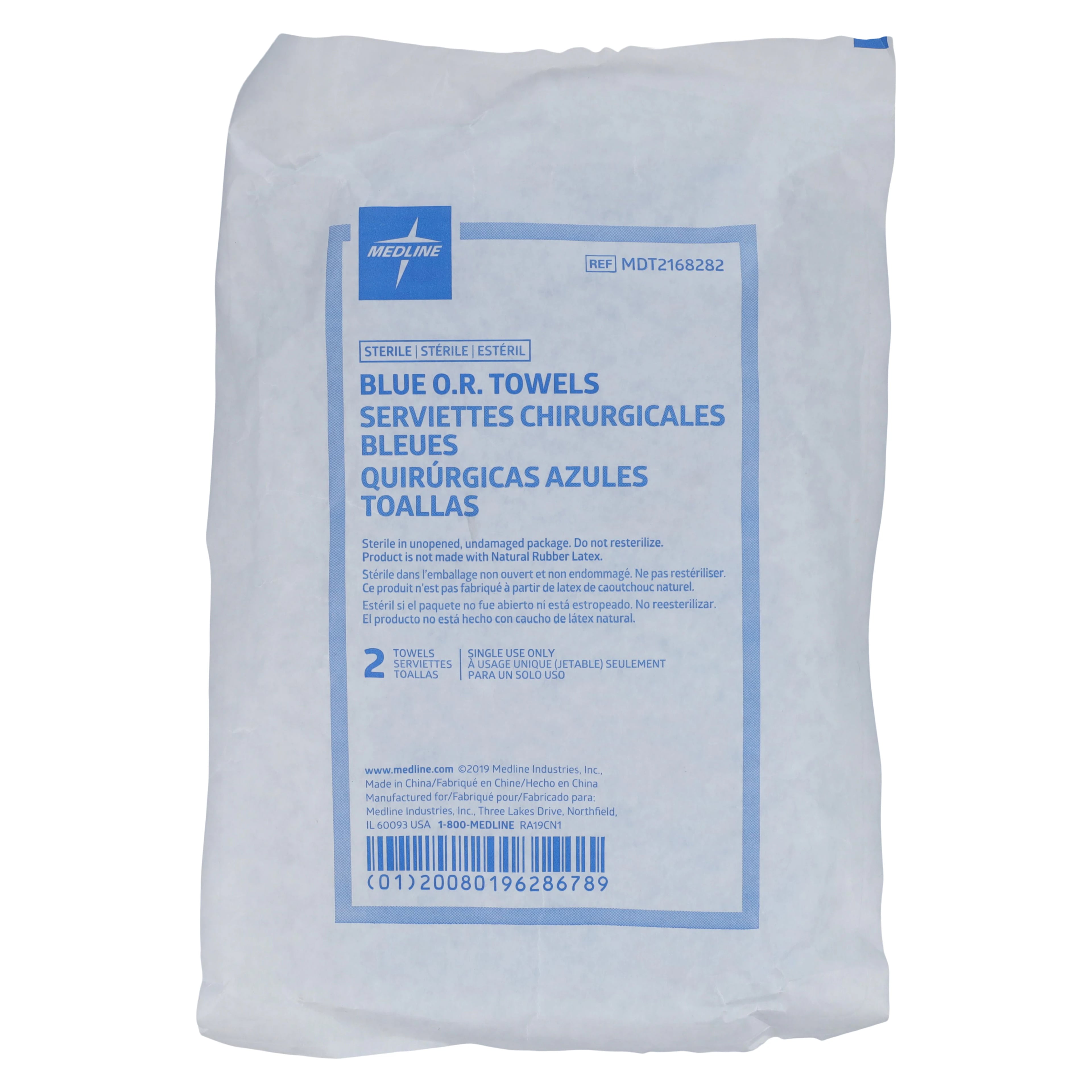 Medline Sterile OR Towel, Blue, Disposable
