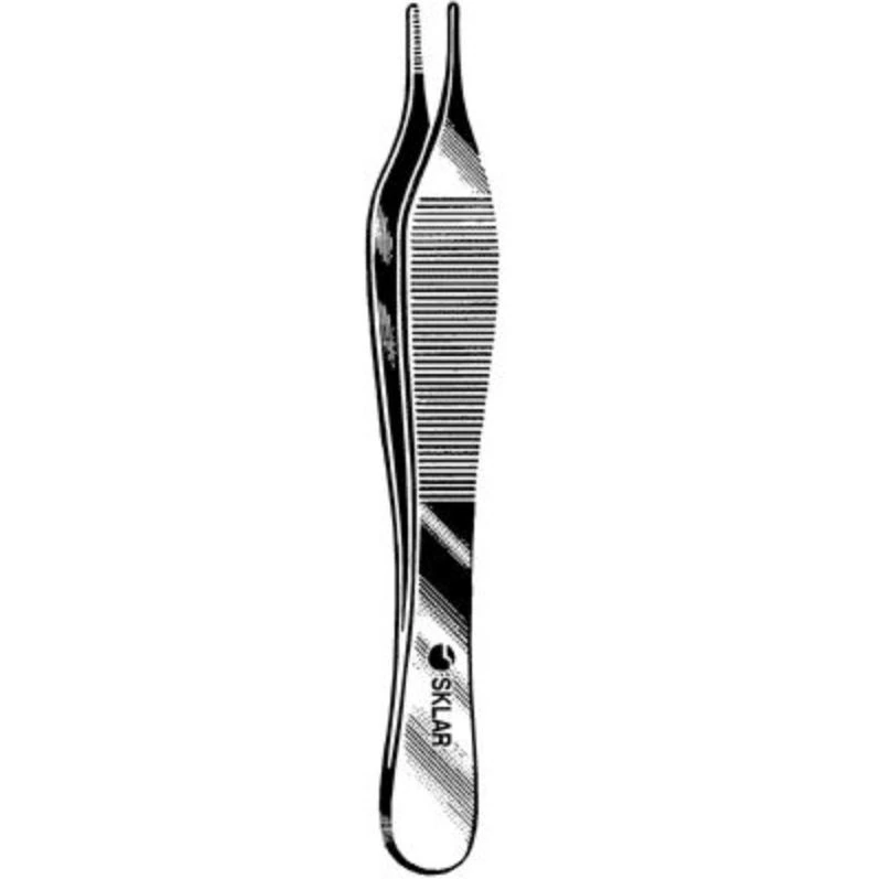 Sklar Adson Dressing Forceps, 4-3/4", Serrated Tips, Stainless Steel, Autoclavable, Each