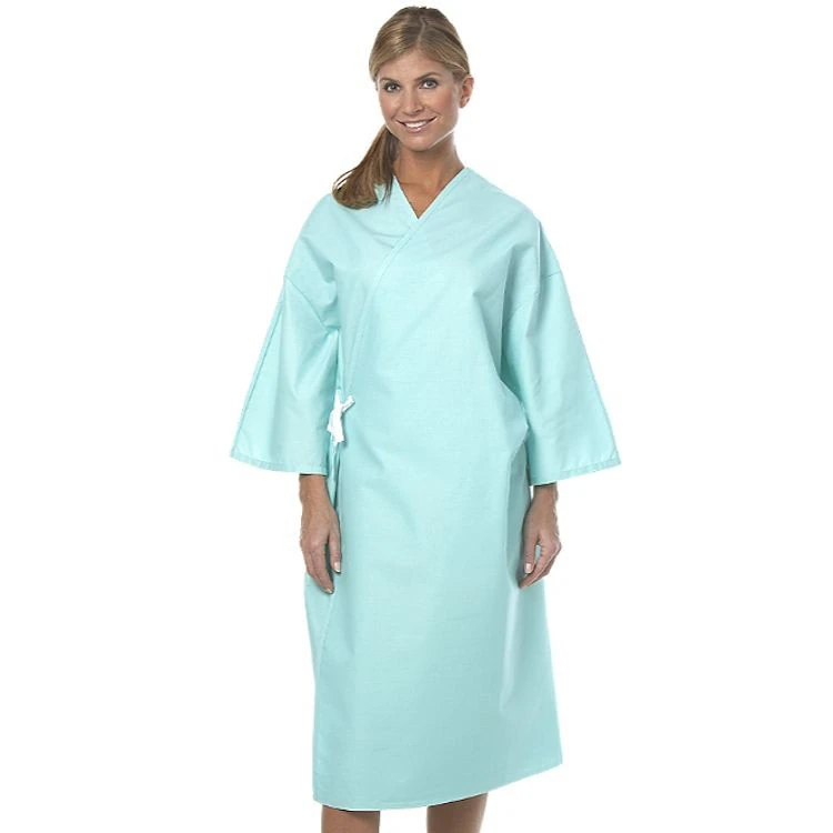 Fashion Seal Patient Gown, Adult Women's Small, Aqua, Polyester/Cotton Sheeting, 3-Ply Reversible, Each