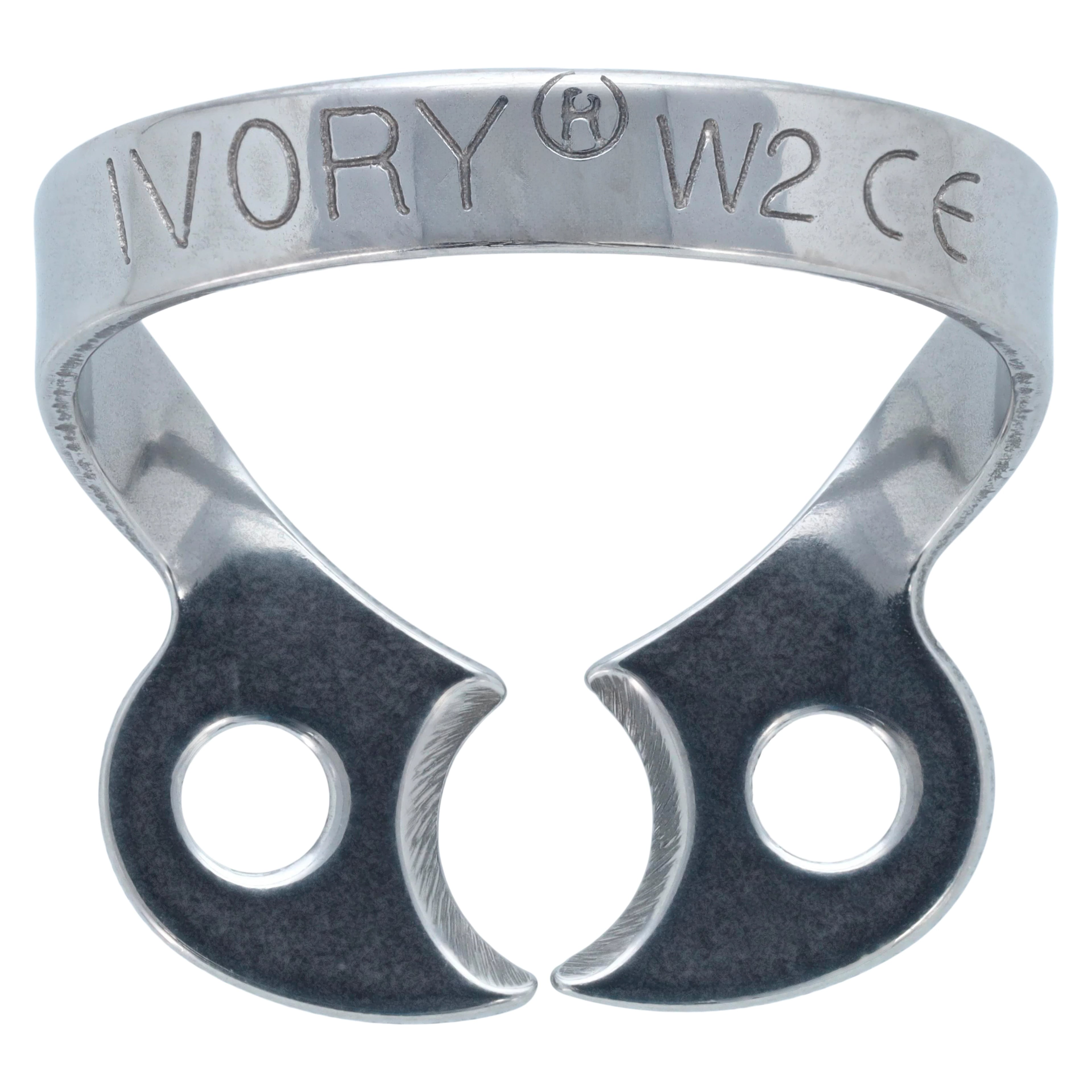 Ivory Rubber Dam Clamp #W2, Wingless, Bicuspid, Stainless Steel, 1 Each, 50057510