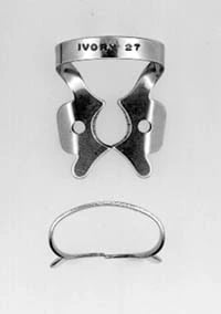 Ivory Rubber Dam Clamp, Winged, Stainless Steel, #27 Regular Molar, 50057372