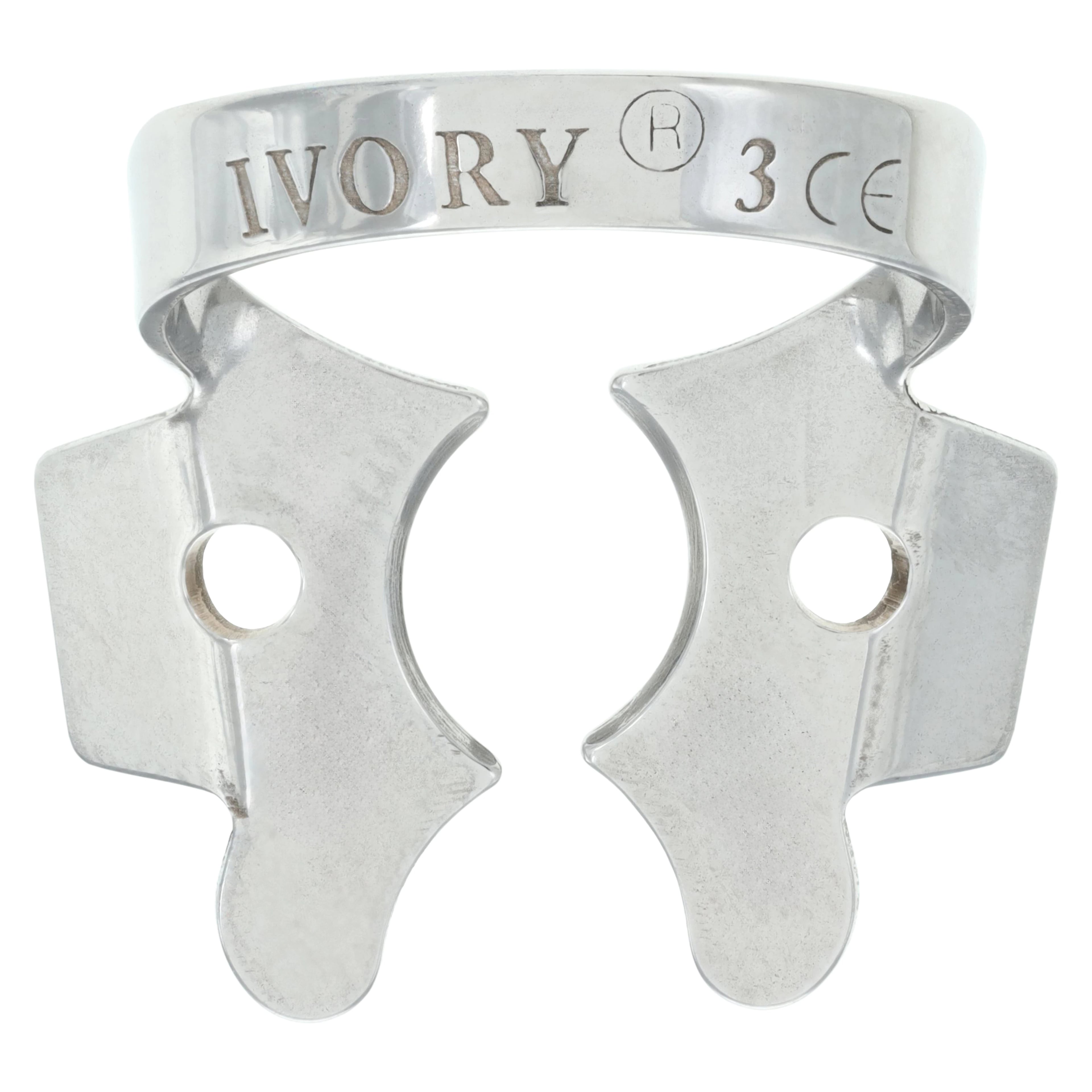 Ivory Rubber Dam Clamp #3, Winged, Stainless Steel, Small Lower Molar, 1/Each, 50057322