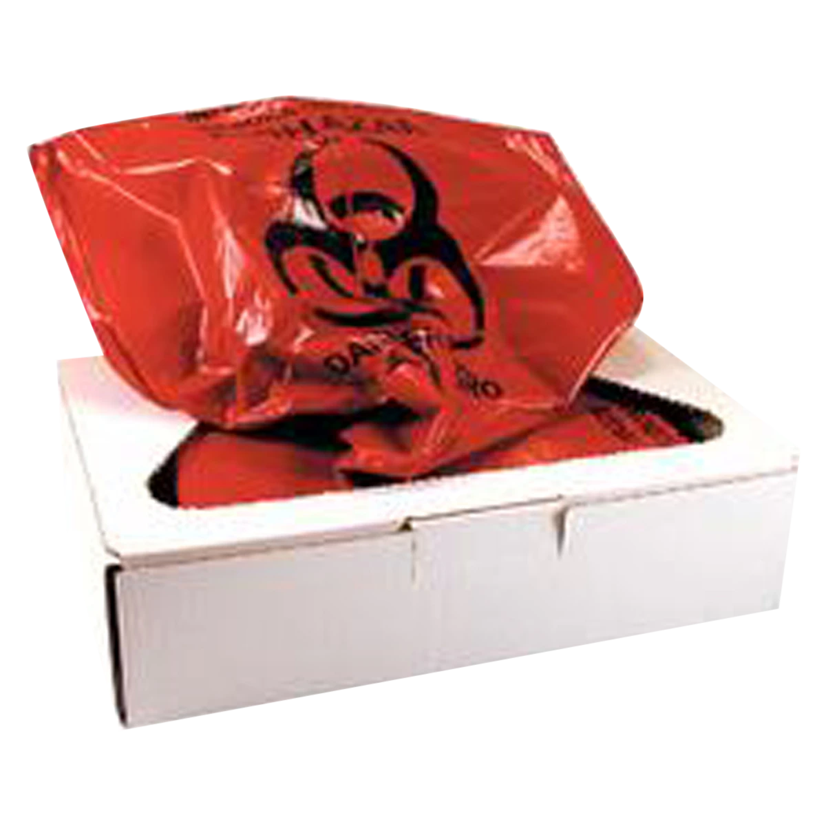 Pro Tector Infectious Waste Bag, 24" x 30", Red Polyethylene, Biohazard Symbol, 1.3 mil, 100/Box