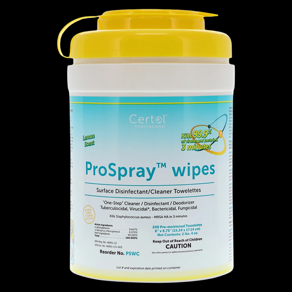 Spec Clean™ Disinfectant Wipes, 6" x 6.75", Canister of 240, PSWC