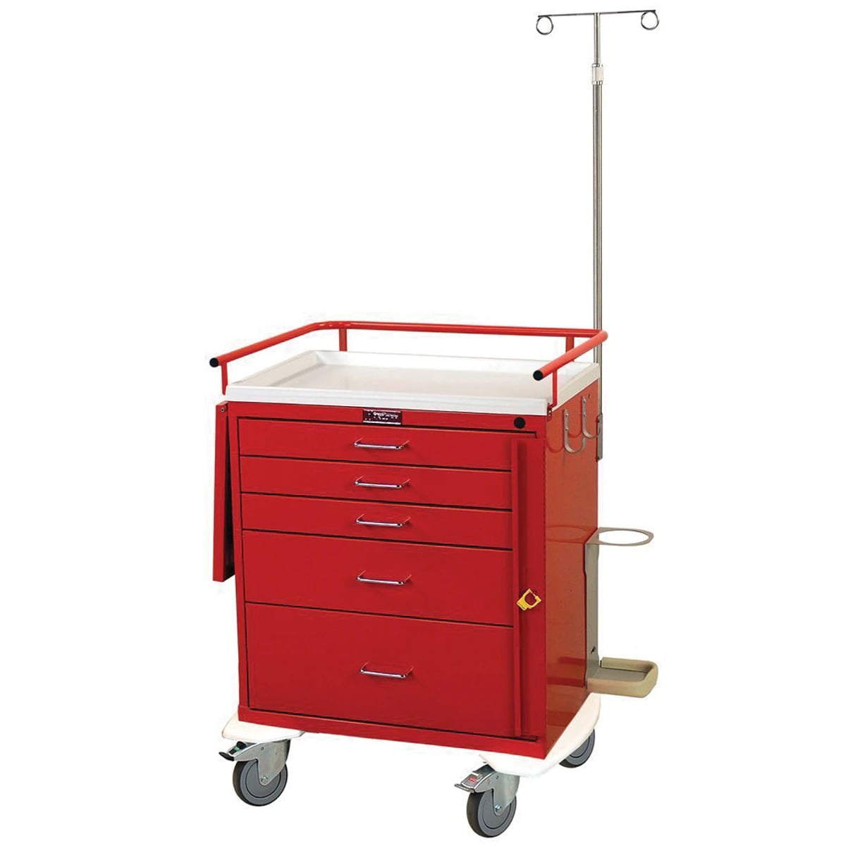 Harloff Classic Crash/Emergency Cart, 5 Drawer with Lock, 38-1/2 x 38 inches