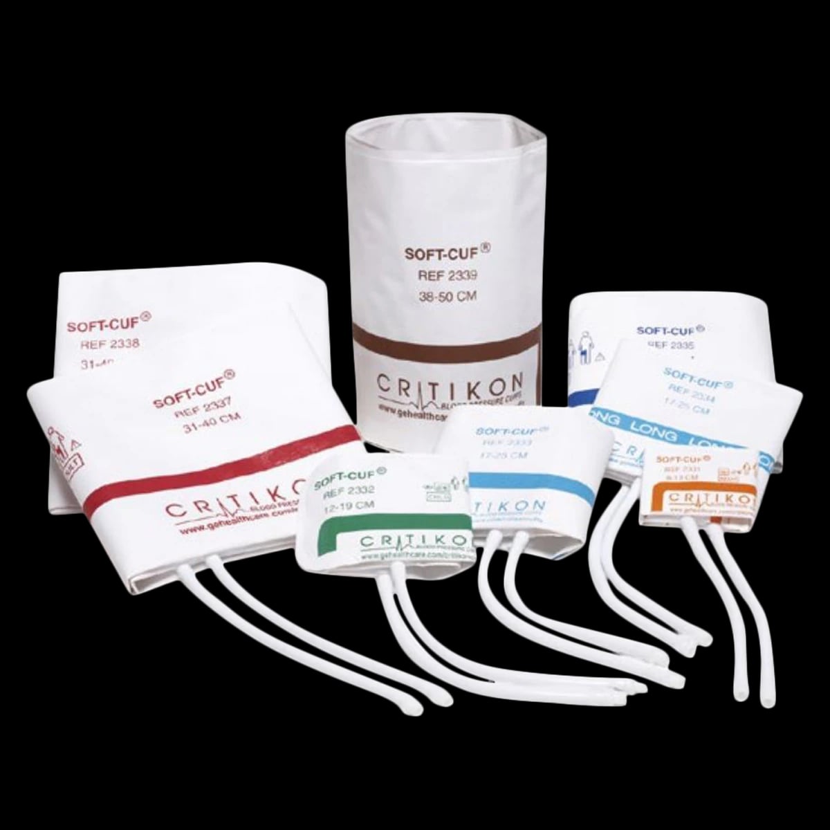 Critikon Soft-Cuf Blood Pressure Cuff, Size 3 (Neonatal), White/Green, Latex-Free, 20/Box